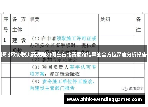 探讨欧协联决赛规则如何左右比赛最终结果的全方位深度分析报告